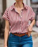 Camisa Listrada com Mangas Curtas Somália