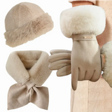 Conjunto 3 Peças Inverno Manga Rosa - Gorro, Cachecol e Luvas