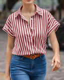 Camisa Listrada com Mangas Curtas Somália