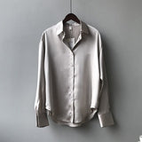 Camisa Seda Manga Rosa » Coleção Paris 0 Manga Rosa Moda Cinza P 